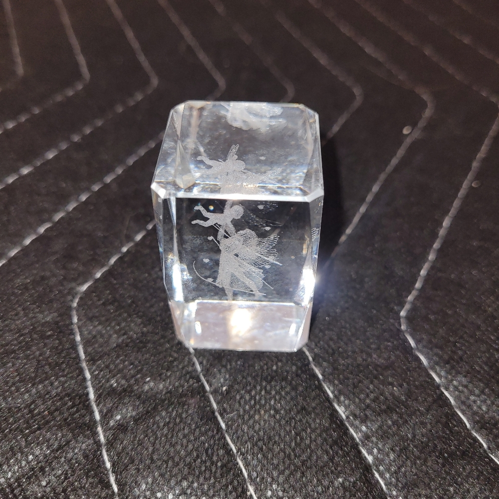Vintage hologram prism , glass , fairy and child paper weight